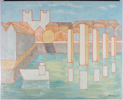 Maggy Clarysse (1931-2011) - Contemporary Oil, Harbour Scene from the Water