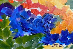 Peinture à l'huile impressionniste française multicolore « Dotty Field » (field noueux)