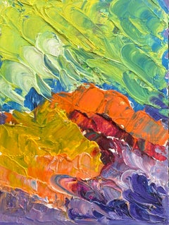 Multicolored French Impressionist Oil Painting Thick Abstract