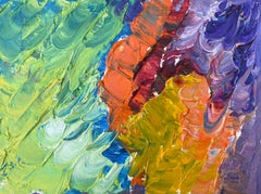 Peinture à l'huile impressionniste française multicolore abstraite et épaisse 