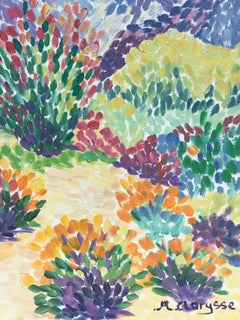 Peinture à l'huile originale pointilliste Fleurs sauvages de Provence