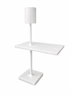 Maggy Monsef, Luma Collection, side table with lamp, Aluminum, Contemporary