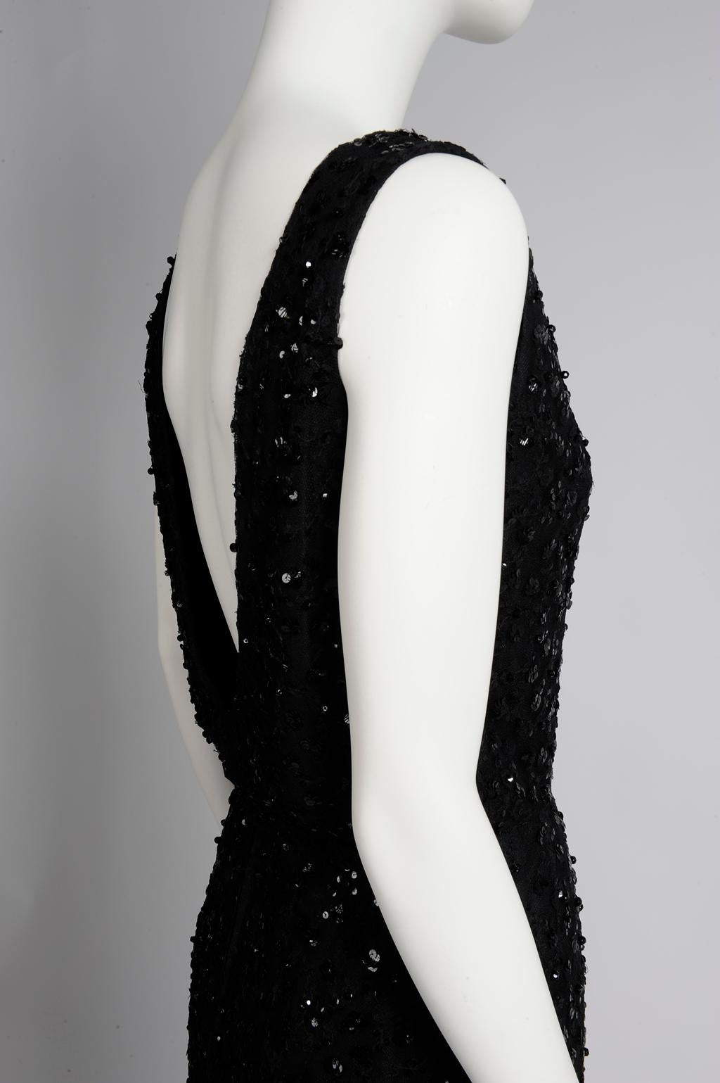 Maggy Rouff Haute Couture Open-Back Sequin-Embellished Tulle Cocktail Dress In Good Condition For Sale In Geneva, CH