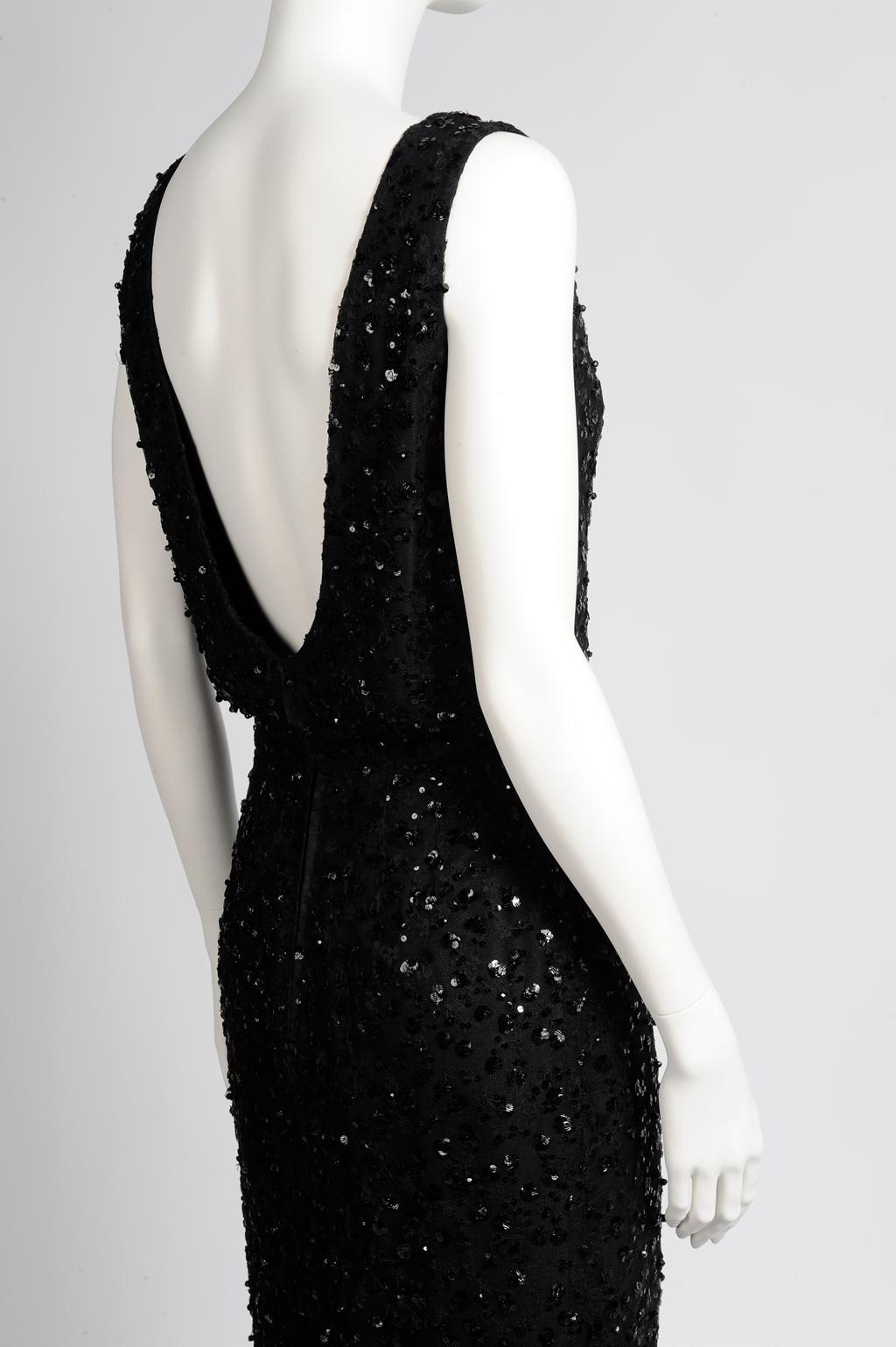 da uomo o donna Maggy Rouff Haute Couture - Vestito da cocktail in tulle con lustrini e schiena scoperta in vendita