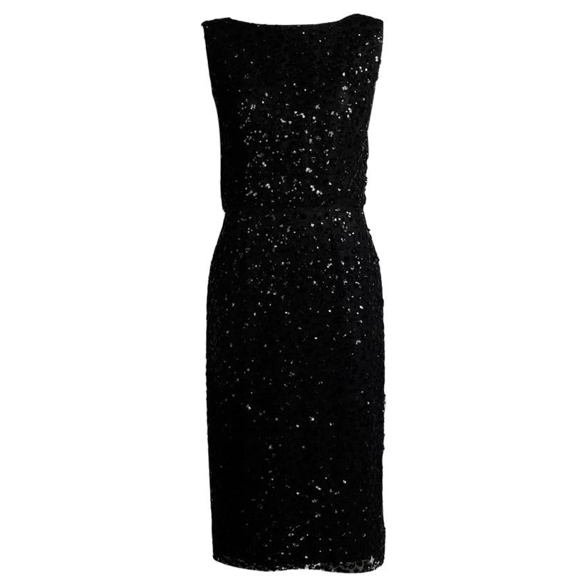Maggy Rouff Haute Couture Open-Back Sequin-Embellished Tulle Cocktail Dress For Sale