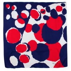 Maggy Rouff Paris Écharpe en soie imprimée abstraite bleue et rouge