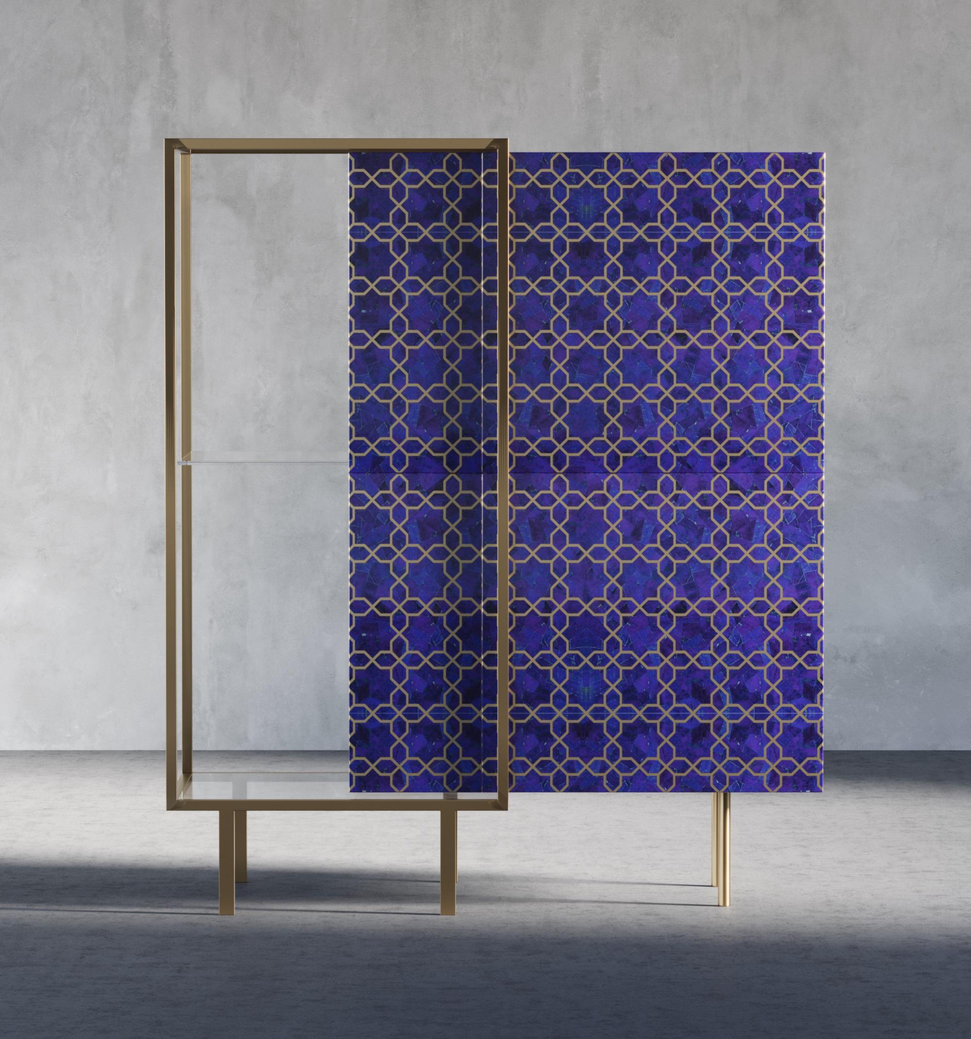 Maghrebinisches Sideboard aus Halbedelsteinen mit Metallakzent (Art nouveau) im Angebot