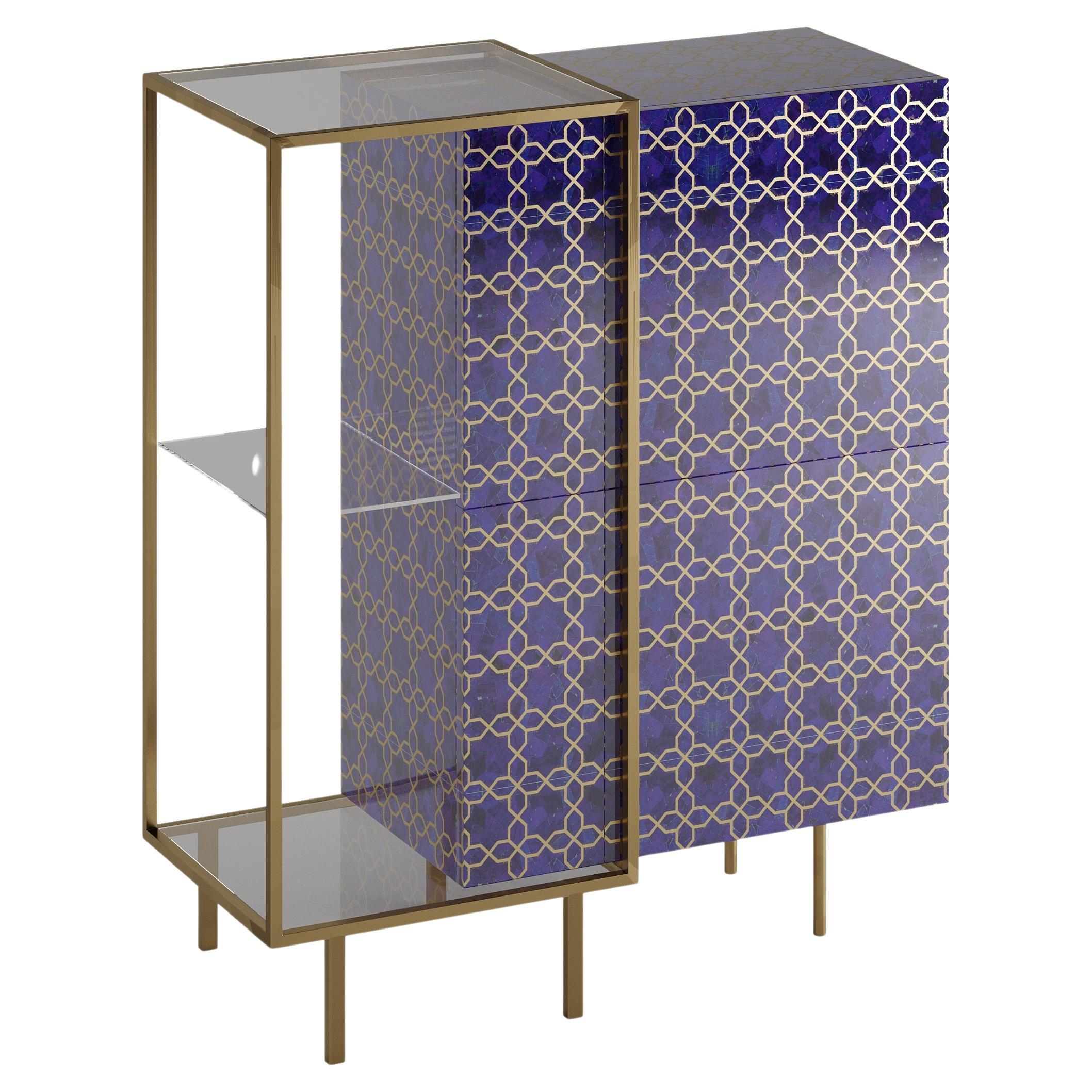 Maghreb Sideboard In Semi-Precious Stone With Metal Accent For Sale