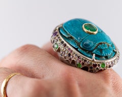 "Magic Beetle" Ring, Émerald, Earthenware, Multi-Gems Set in 18k Gold and Silver