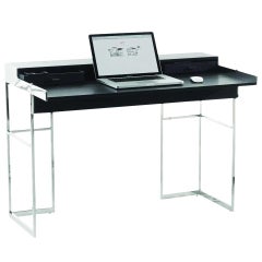 Magic Desk in Black Leather and Polished Steel by André Schelbach