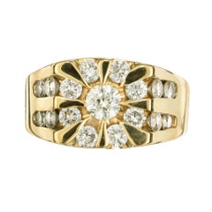 Magic Glo 1.56 Carat Diamond Halo Yellow Gold Men's Ring
