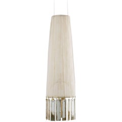 Magic Hanging Brass Lamp, hand painted Gauze Strips, Double Face Silvered Glass