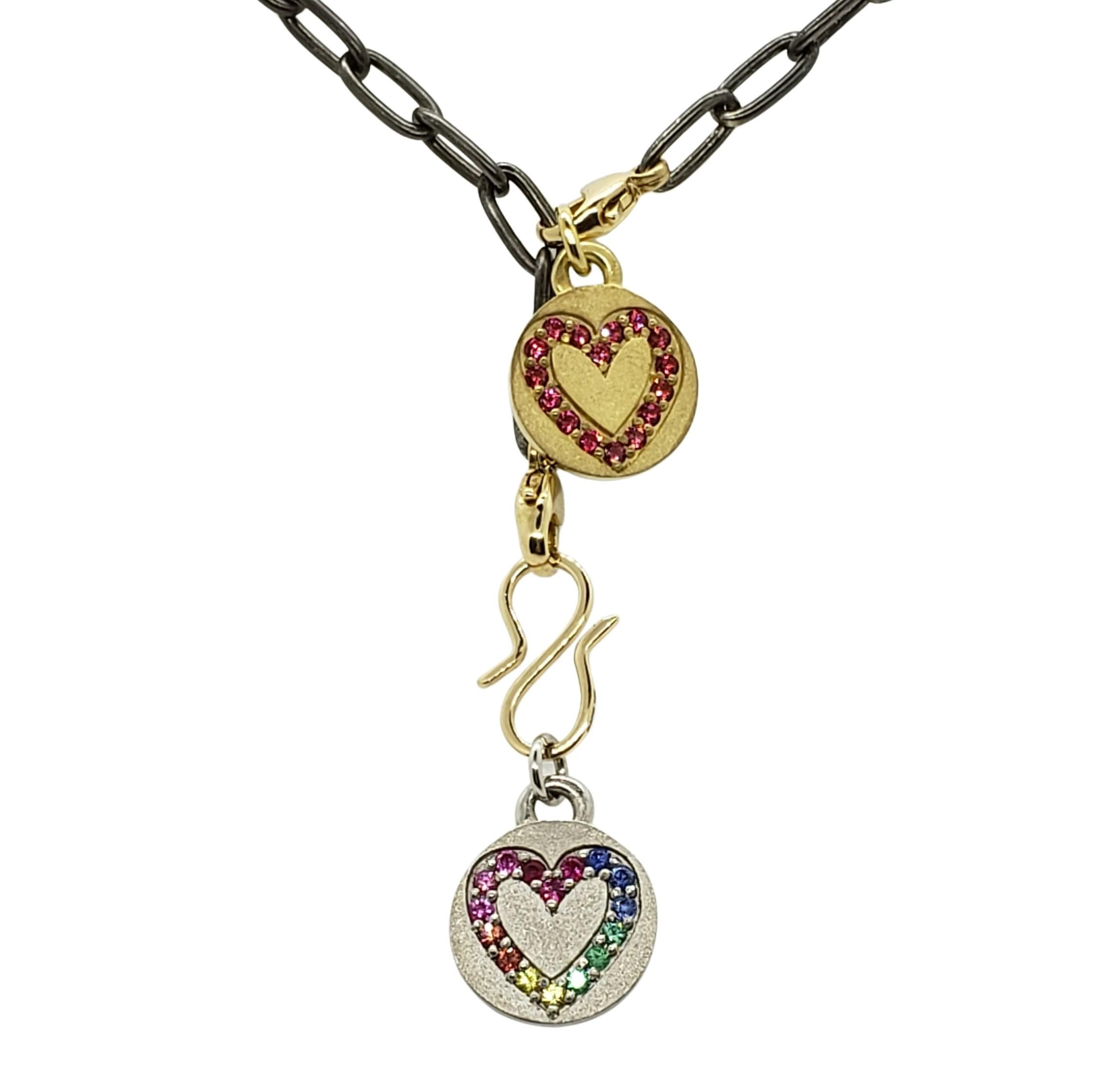 Round Cut Magic Heart Disc Necklac with Ruby heart line, a Perfect gift for those you Love For Sale
