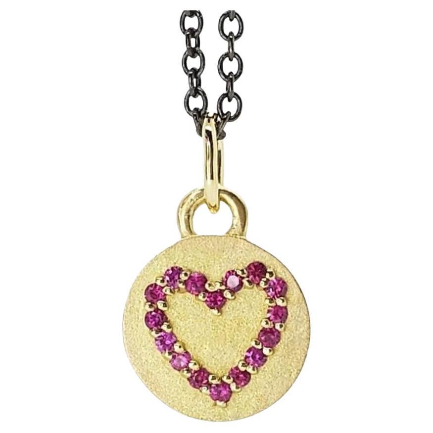 Magic Heart Disc Necklac with Ruby heart line, a Perfect gift for those you Love For Sale