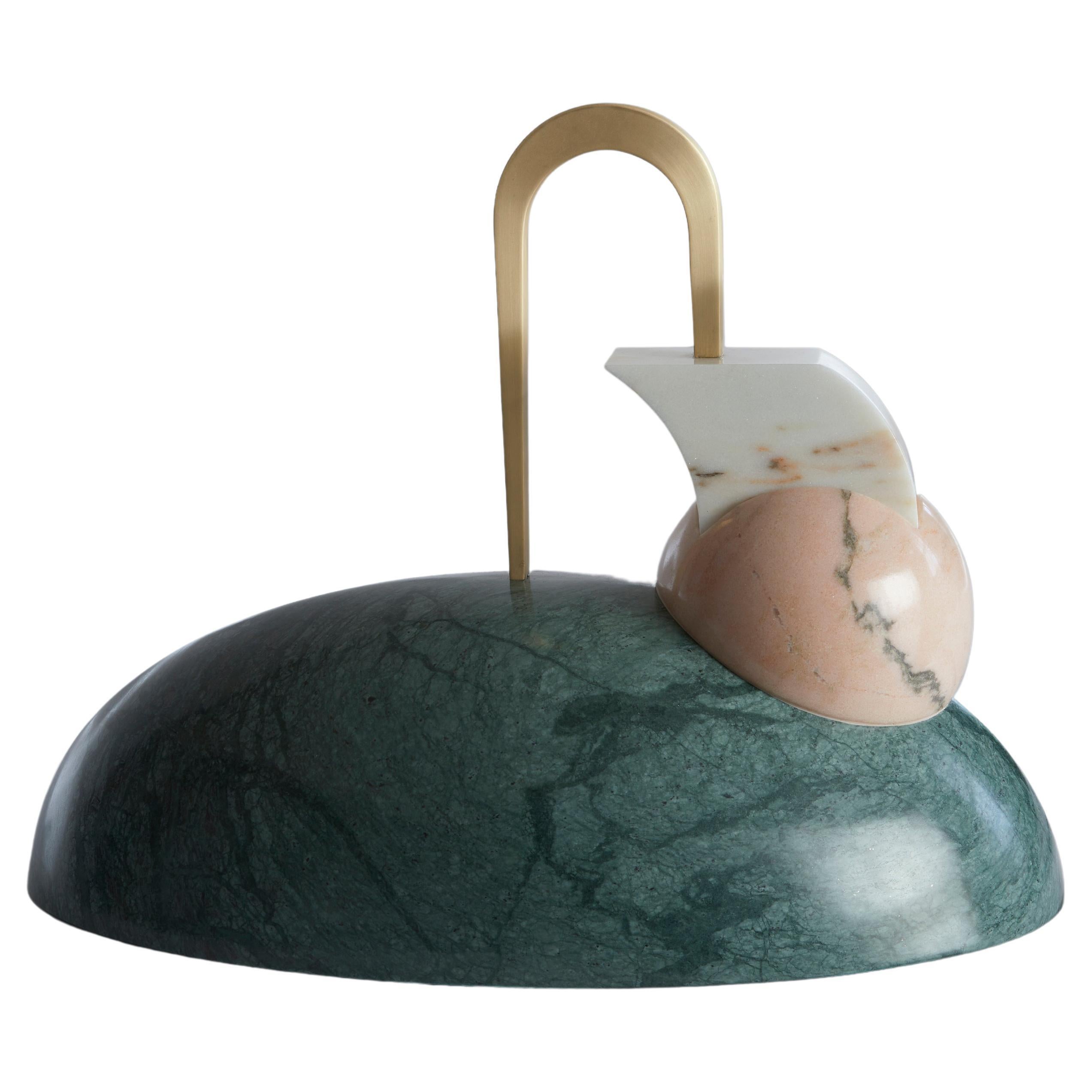 Modern Handcrafted Sculptural Table Lamp in Marble and Brass by BelBar Studio