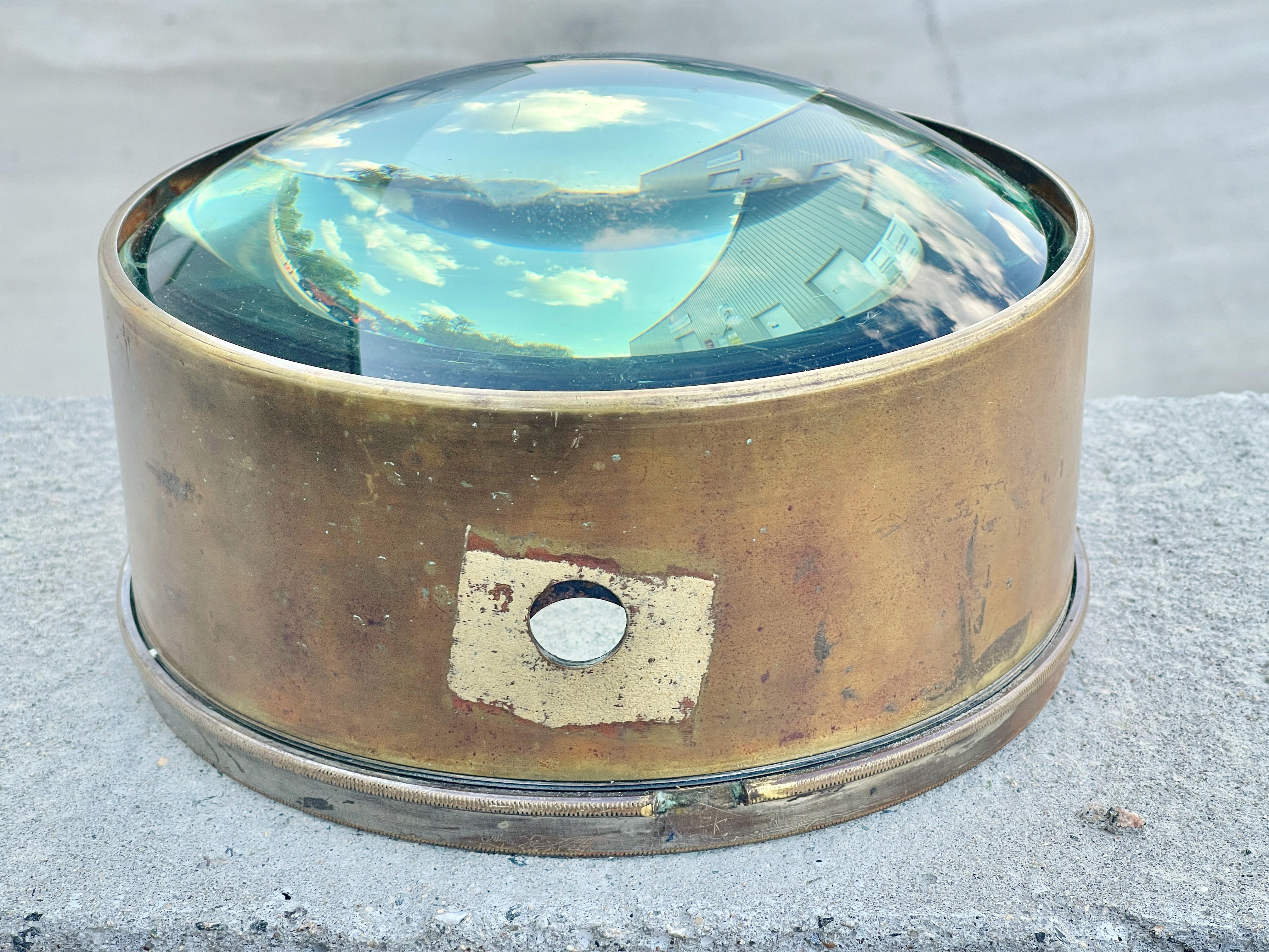 Magic Lantern Projector Lens Magnifying Glass in Brass In Good Condition In Hanover, MA