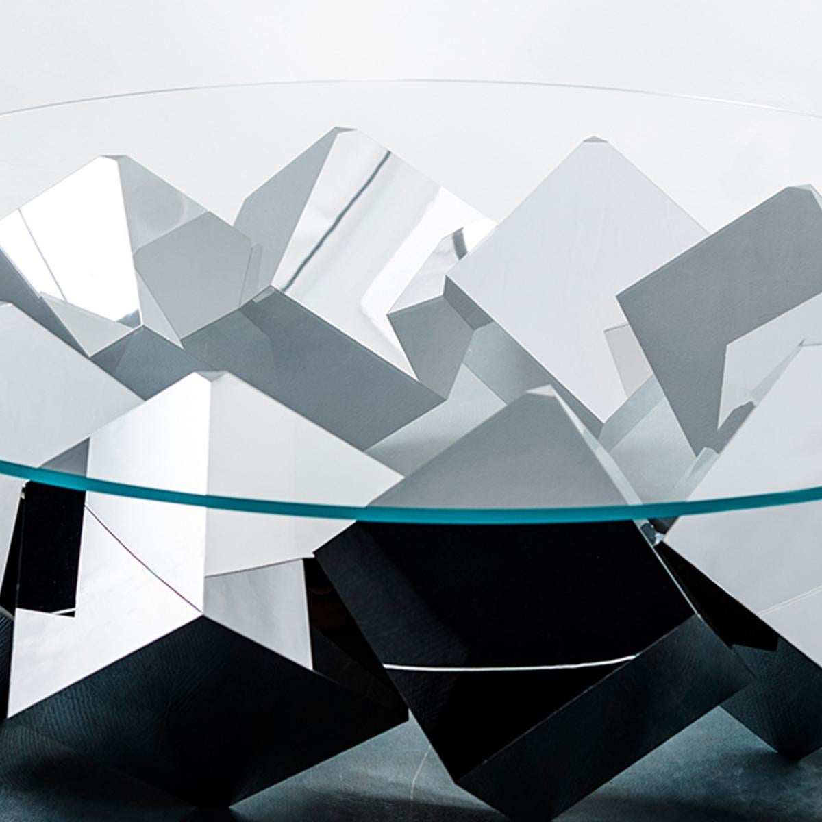 Magic Mirror Coffee Table by Duffy London in Mirror-Polished Stainless Steel. For Sale 1