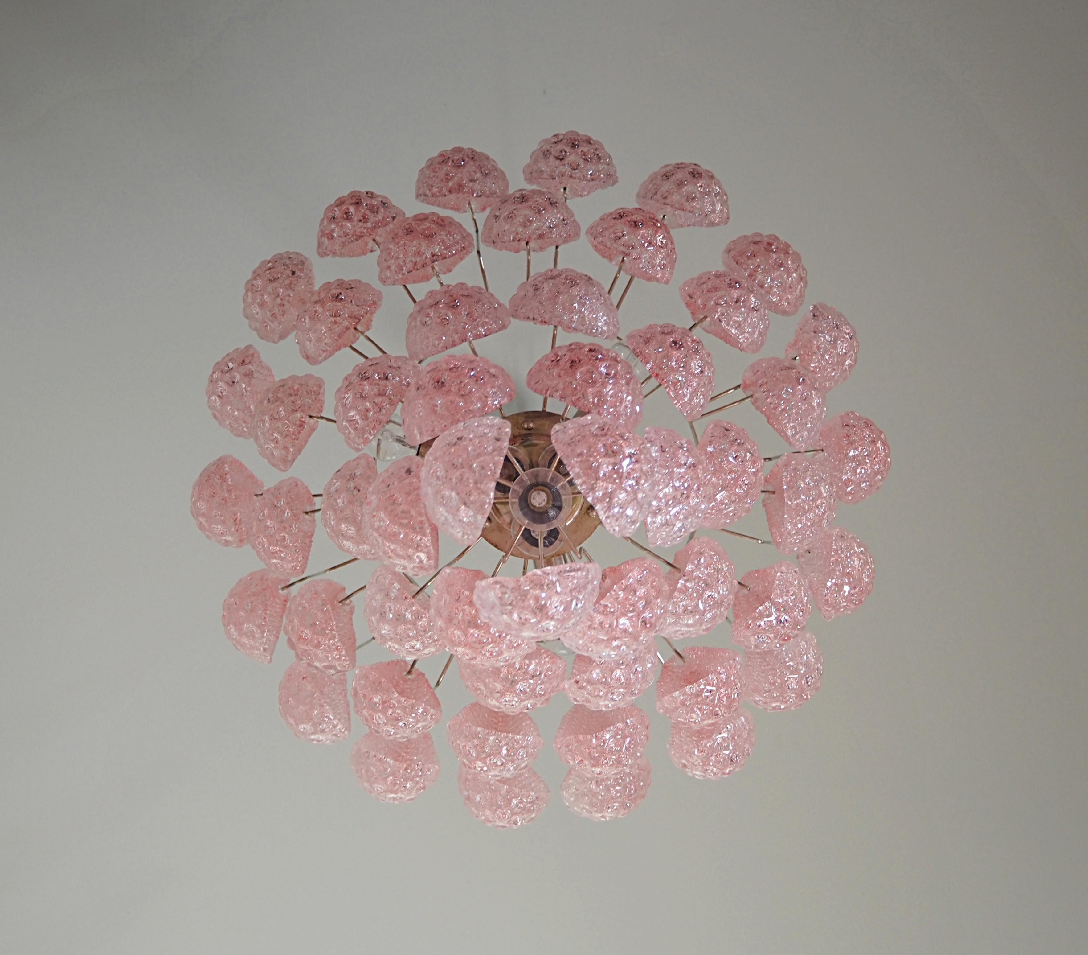 Magic Murano Pink Drops Chandelier For Sale 5