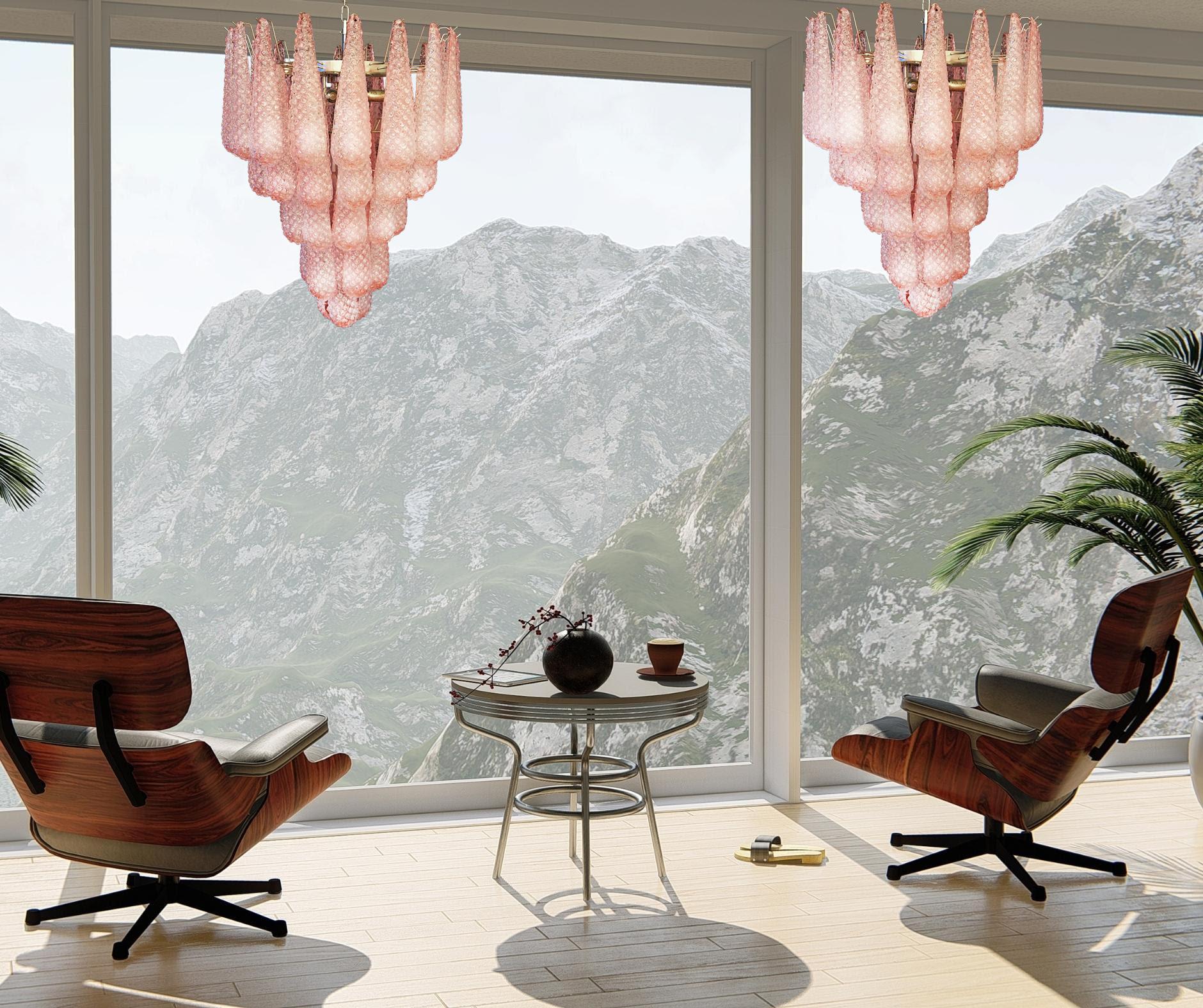 Late 20th Century Magic Murano Pink Drops Chandelier For Sale