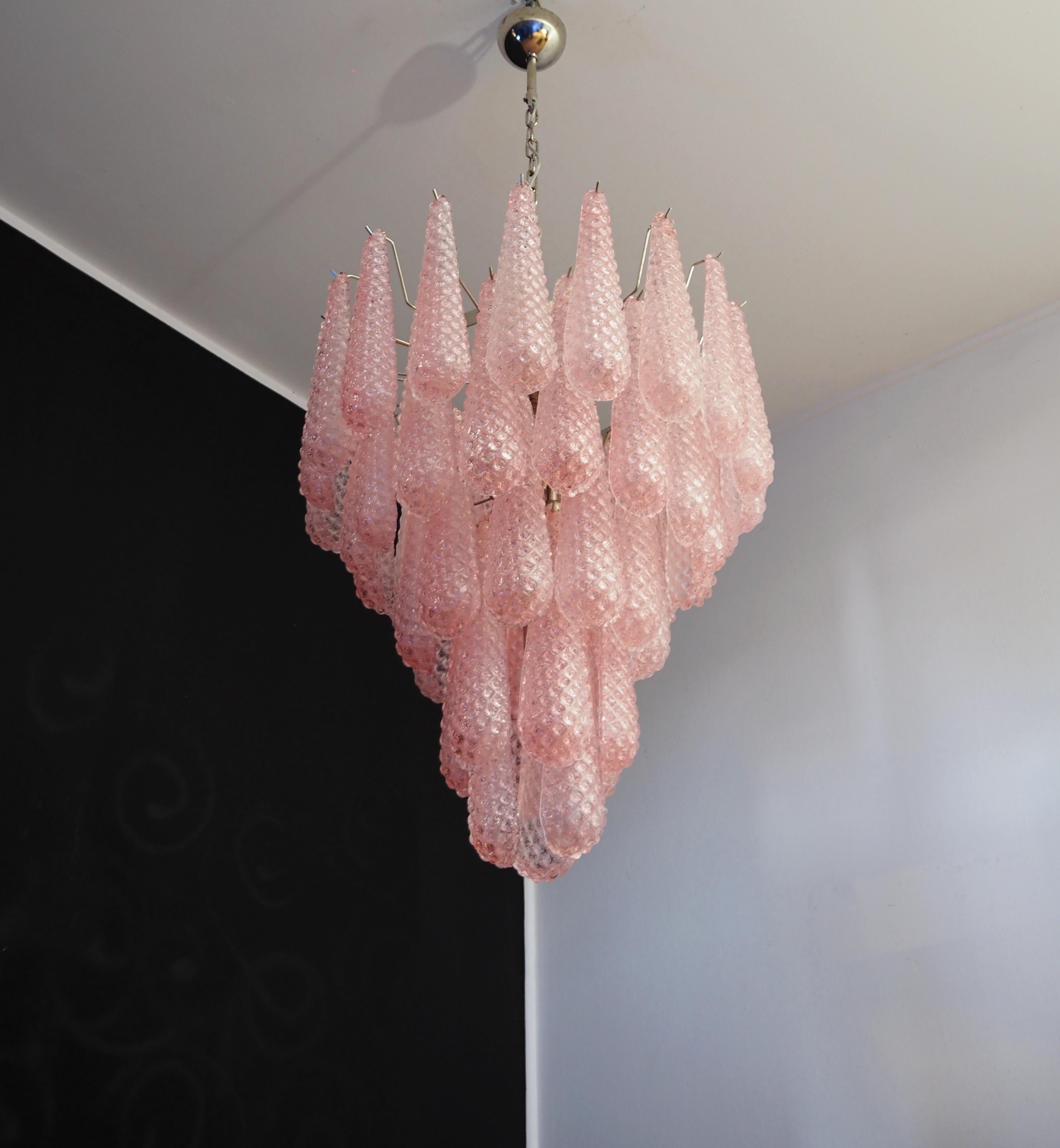 Magic Murano Pink Drops Chandelier For Sale 1