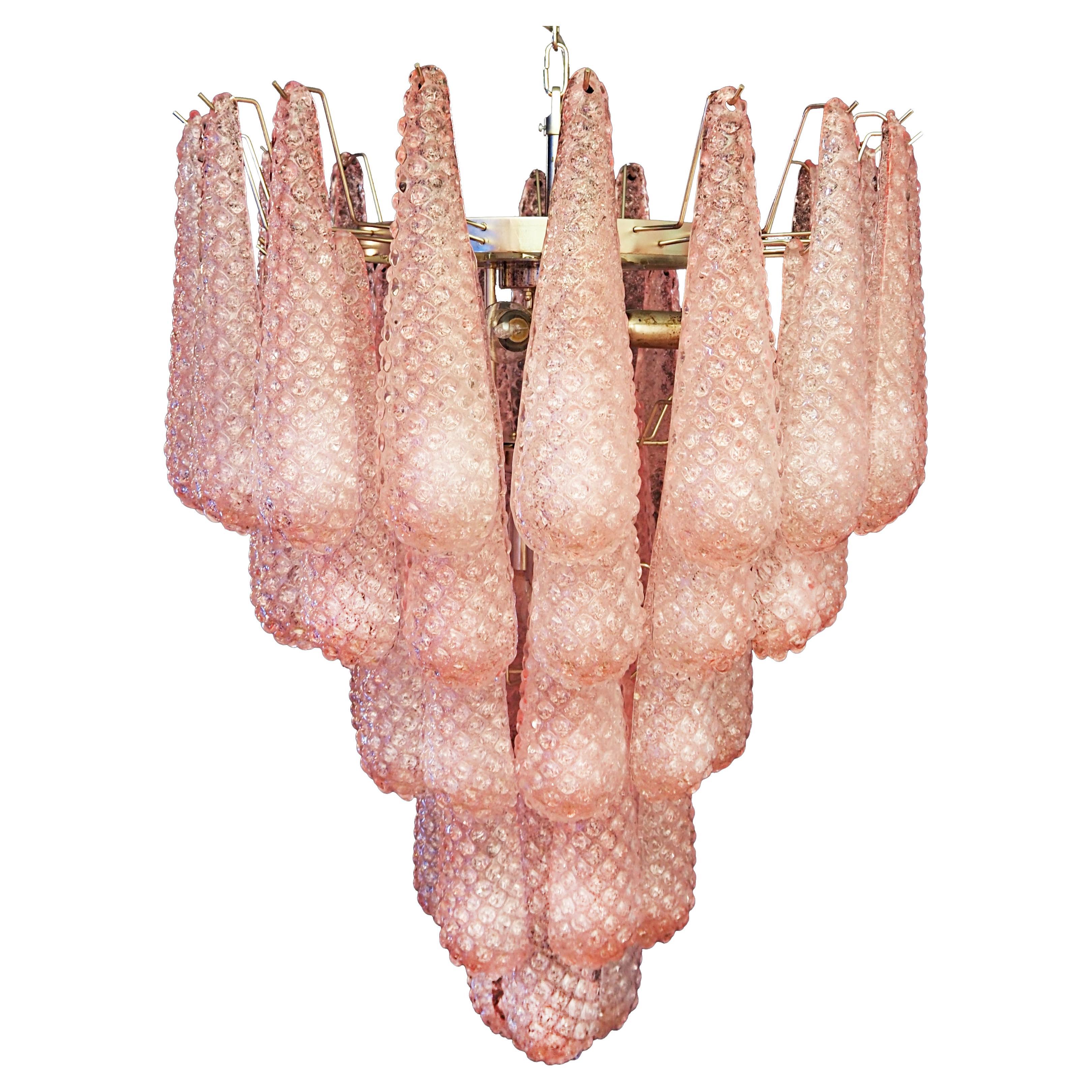 Magic Murano Pink Drops Chandelier For Sale