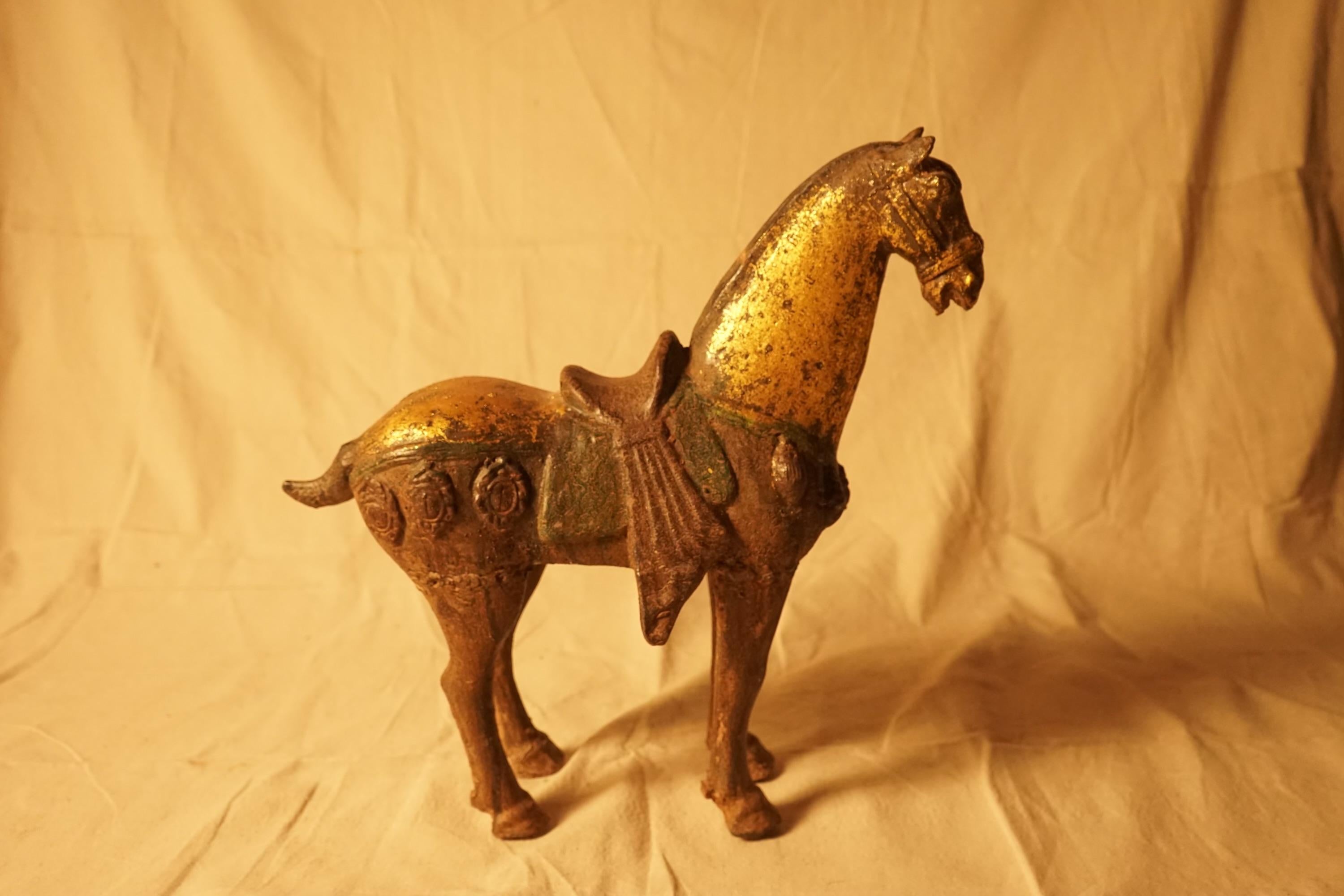 Magical Aged Metal Chinese Horse with Bronze Patina For Sale 5