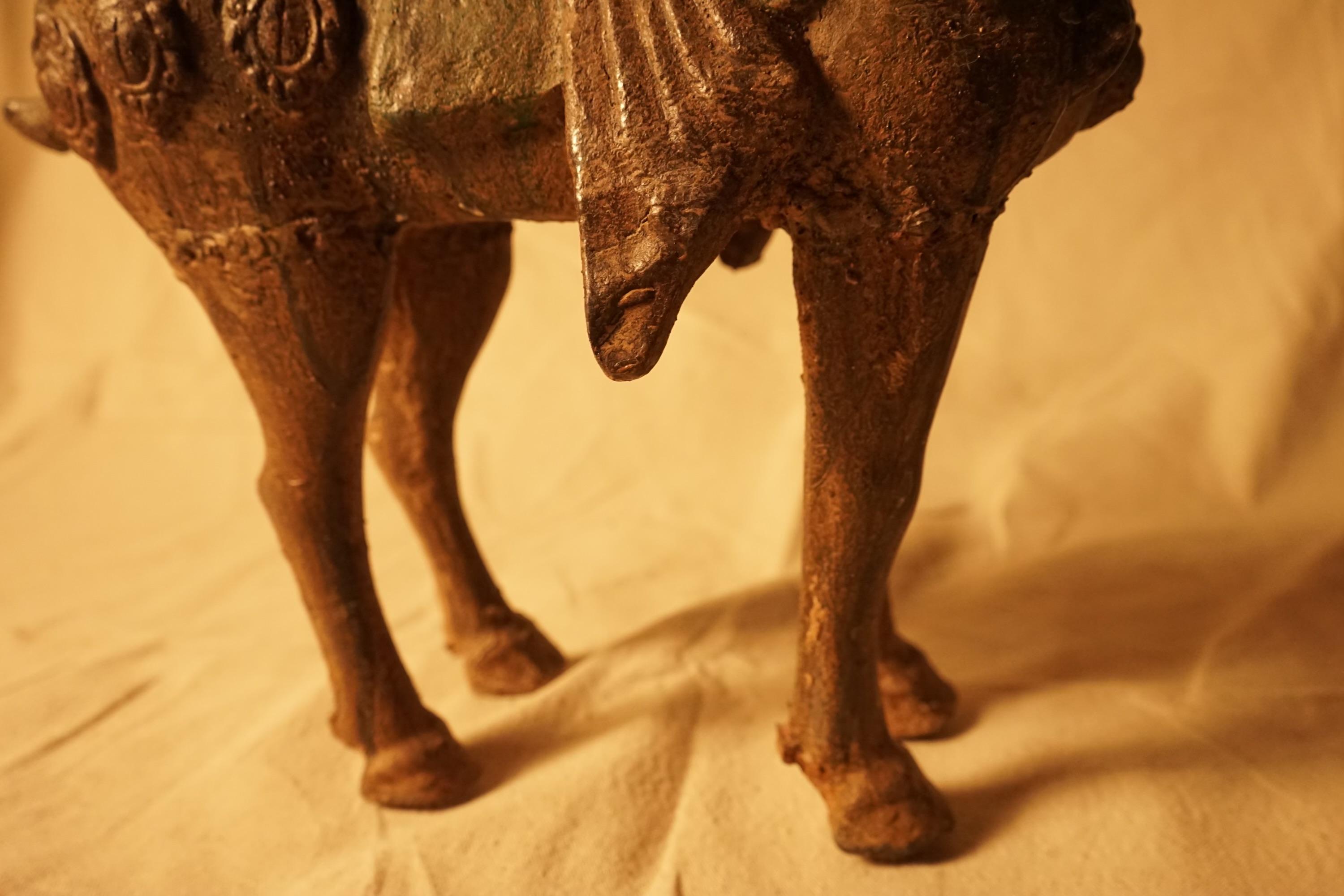 Magical Aged Metal Chinese Horse with Bronze Patina For Sale 2