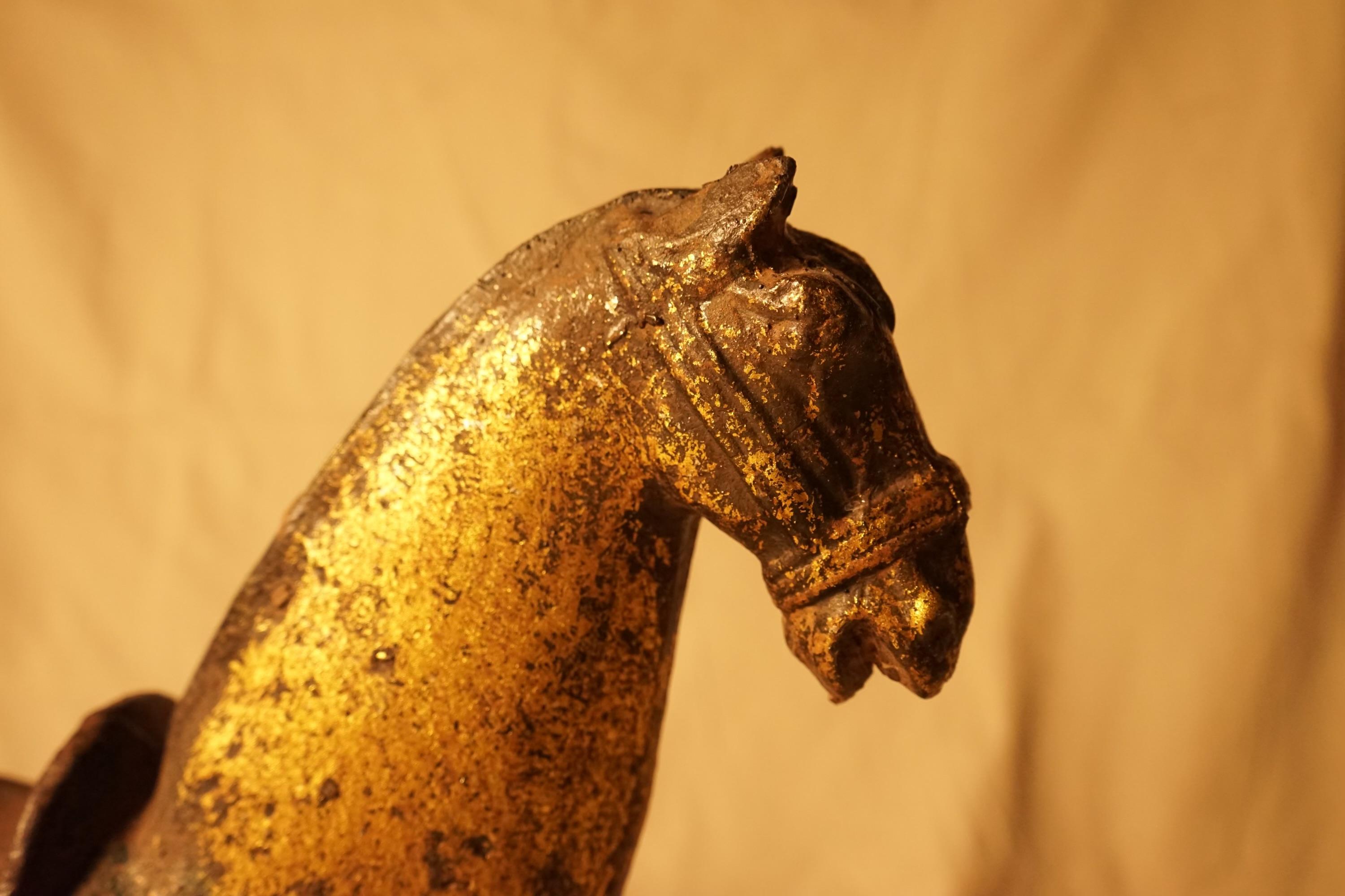 Magical Aged Metal Chinese Horse with Bronze Patina For Sale 3