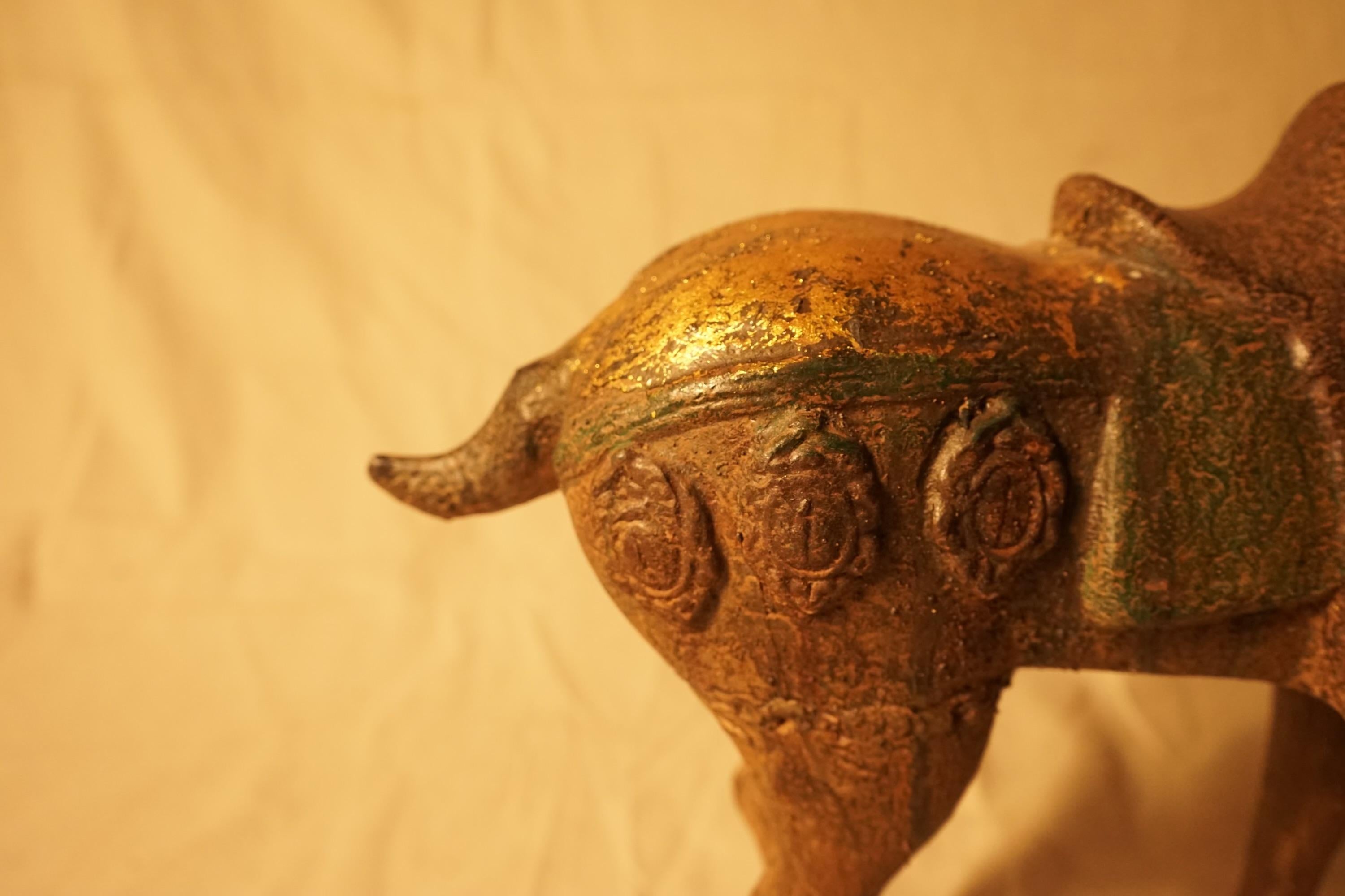 Magical Aged Metal Chinese Horse with Bronze Patina For Sale 4