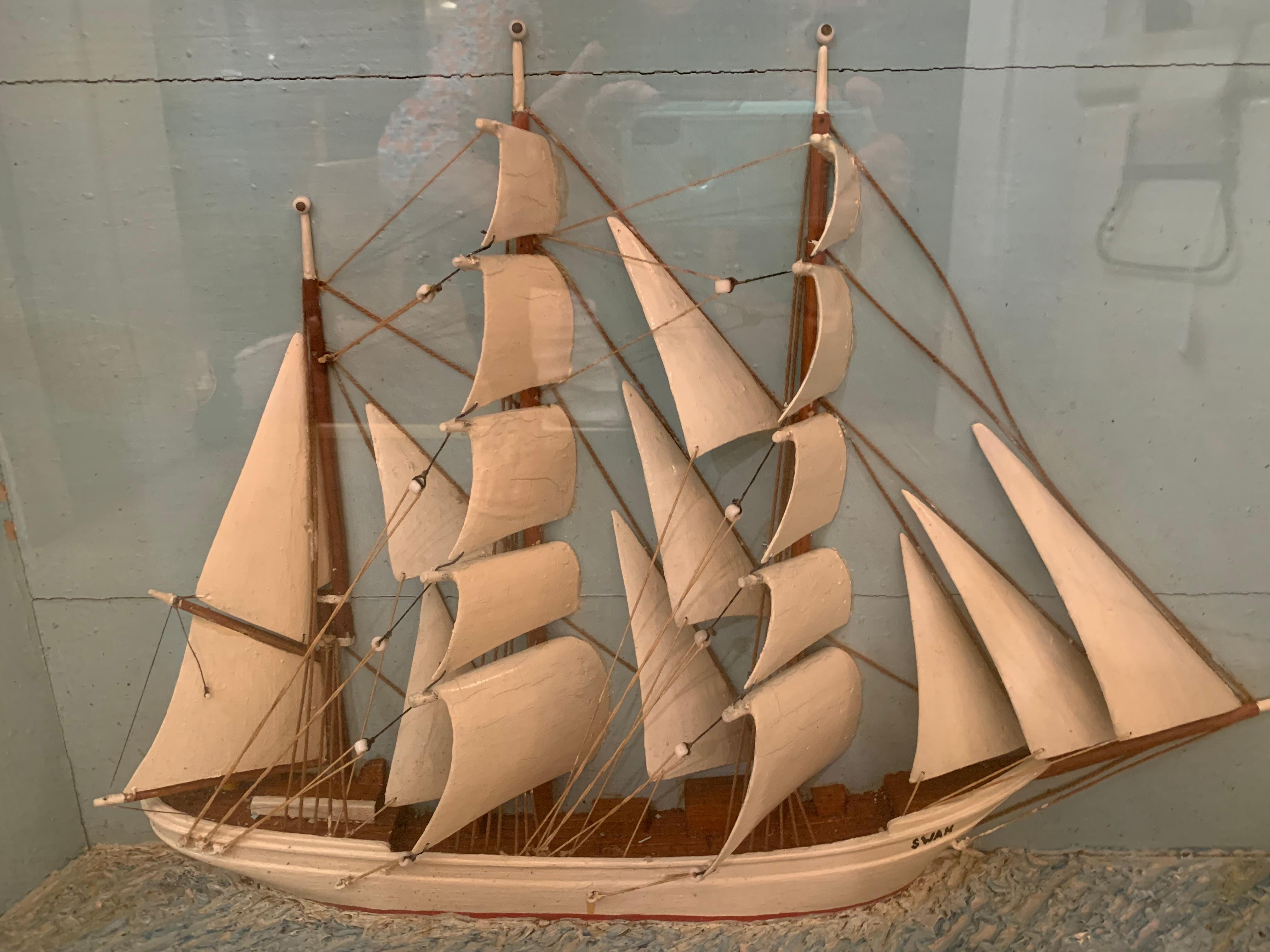 Magische antike Clipper Schiff Schatten Box Diarama (amerikanisch)