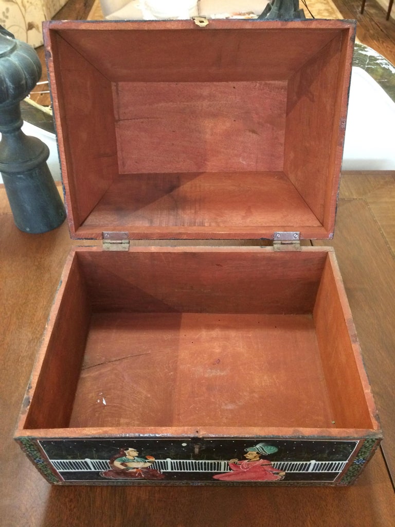 Magical Antique Indian Large Odd Shaped HandPainted Treasure Box For Sale at 1stDibs magical