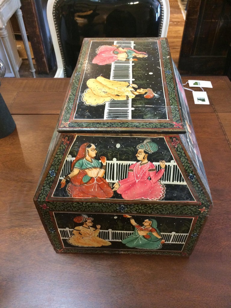 Magical Antique Indian Large Odd Shaped HandPainted Treasure Box For Sale at 1stDibs magical