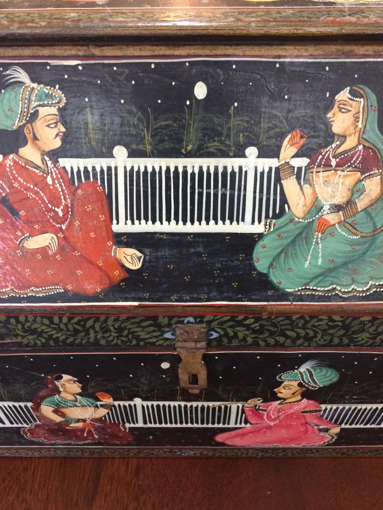 Magical Antique Indian Large Odd Shaped HandPainted Treasure Box For