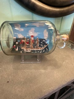Magical Folk Art New England Ship in a Bottle