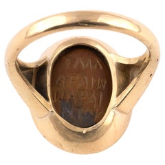 Magical Gold Ring With An Ancient Jasper Abraxas Stone Intaglio