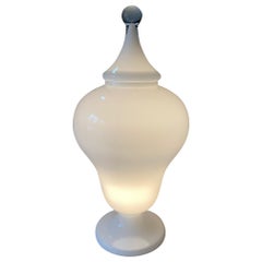 Magical Large Italian Opaline Blown Glass Urn Lamp