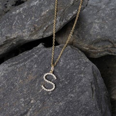 Diamond 14K (or 18k upon request) Yellow Gold Letter S Pendant Necklace