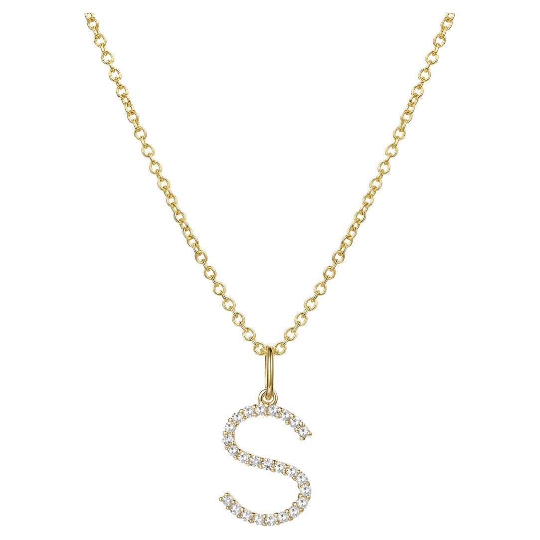 Diamond 14K Yellow Gold Letter S Pendant Necklace