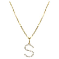 Diamond 14K Yellow Gold Letter S Pendant Necklace