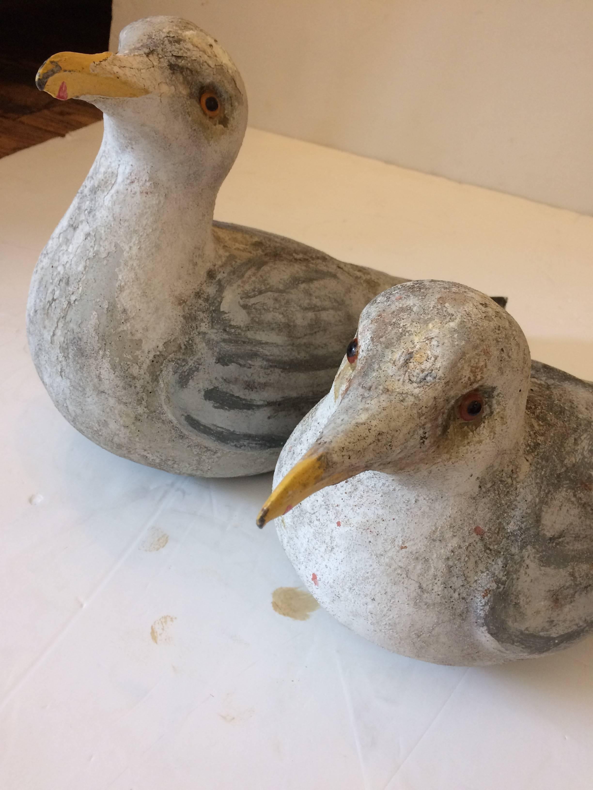 Magical Pair of Concrete Seagull Sculptures 3