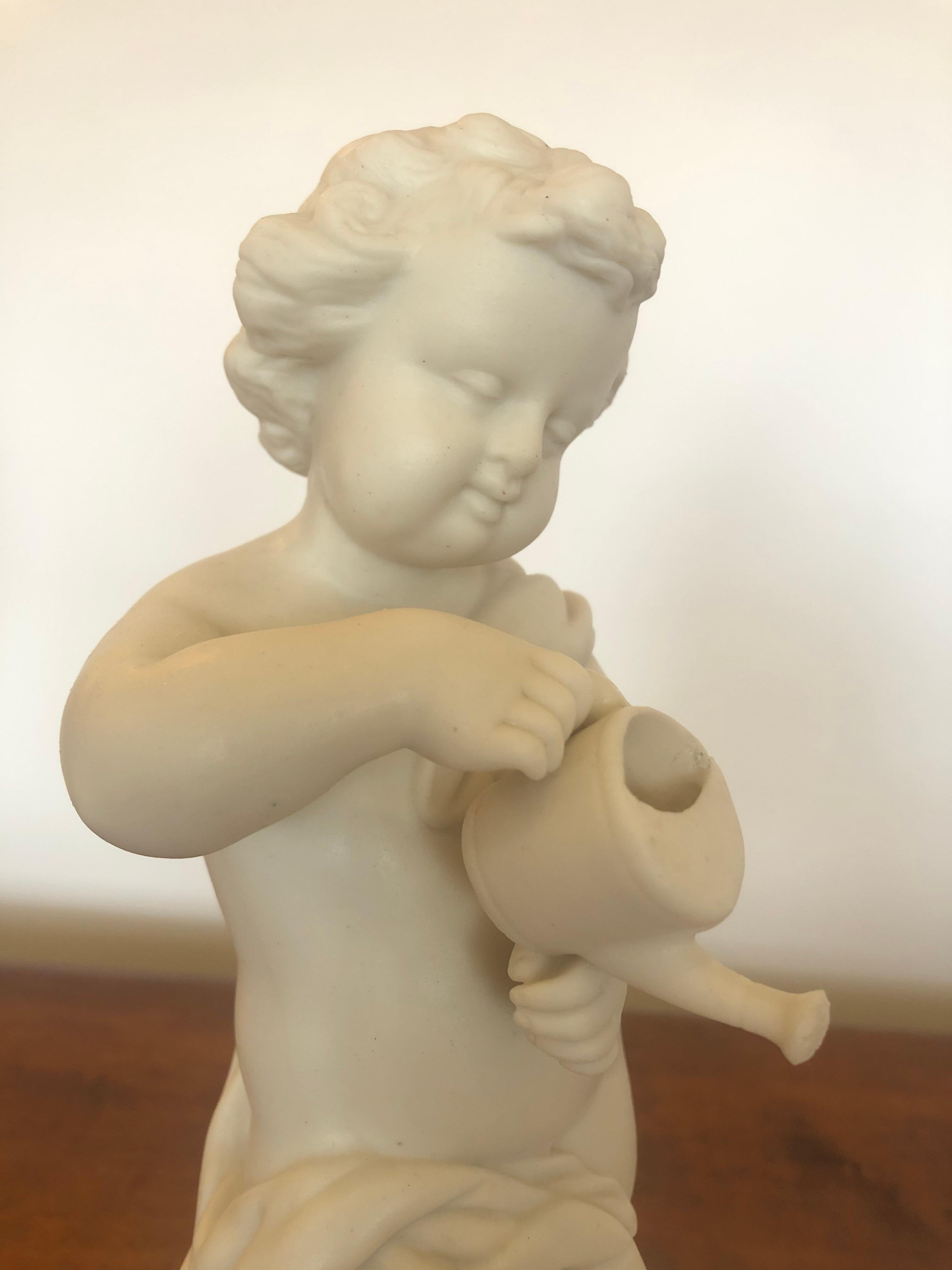 French Magical Parian Porcelain Shell Motif Dish with Sculptural Putti For Sale