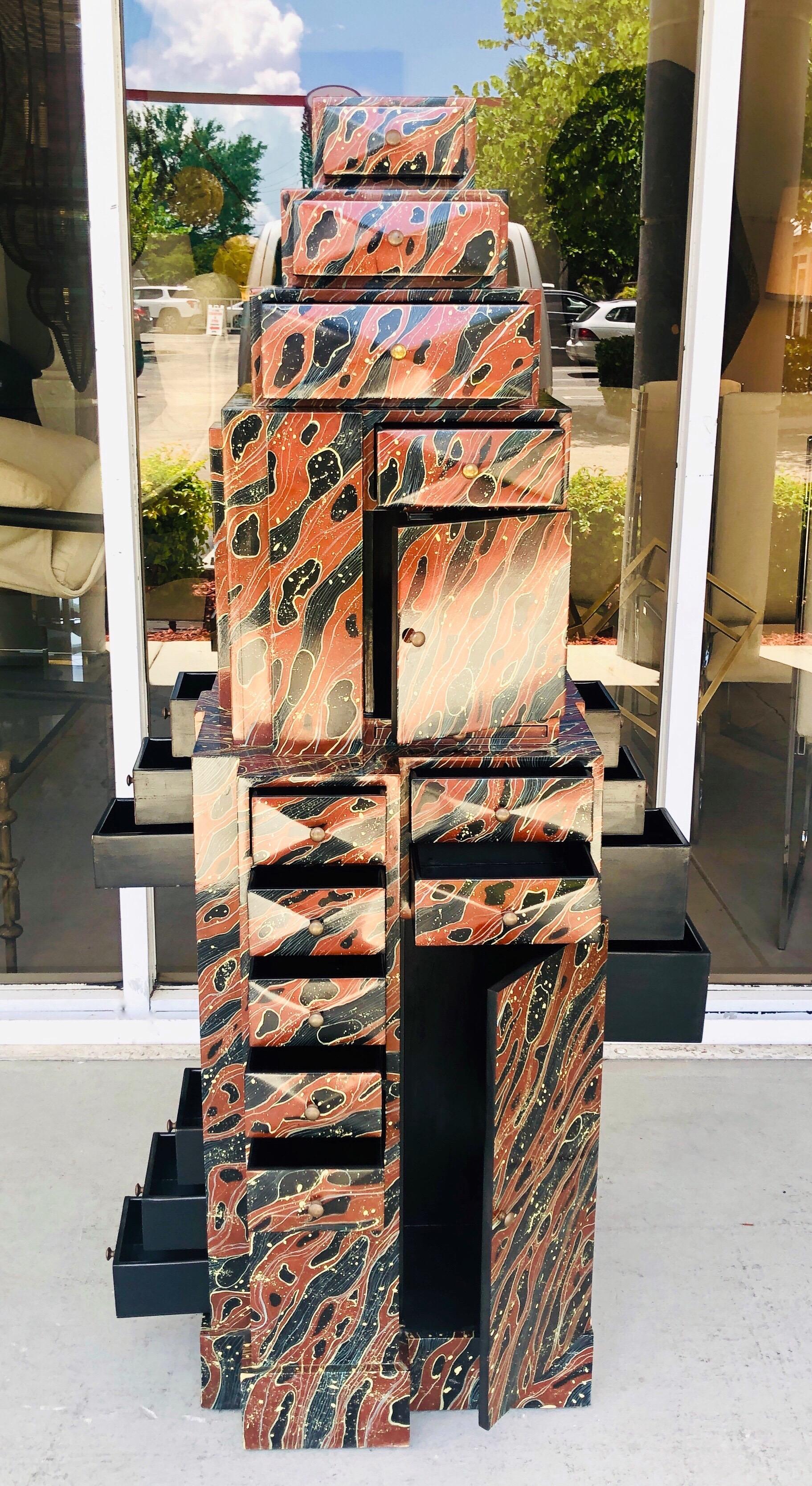 American Magical Skyscraper Chest of Drawers Sculptural Modern, 1980s