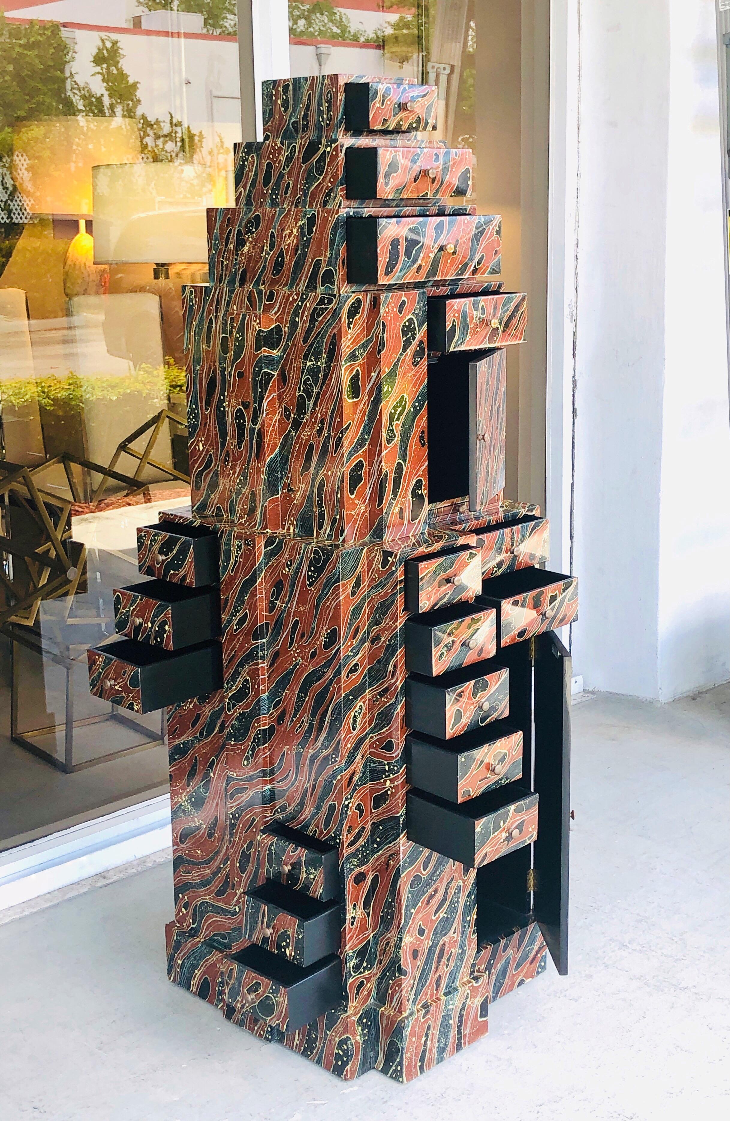 Hand-Crafted Magical Skyscraper Chest of Drawers Sculptural Modern, 1980s