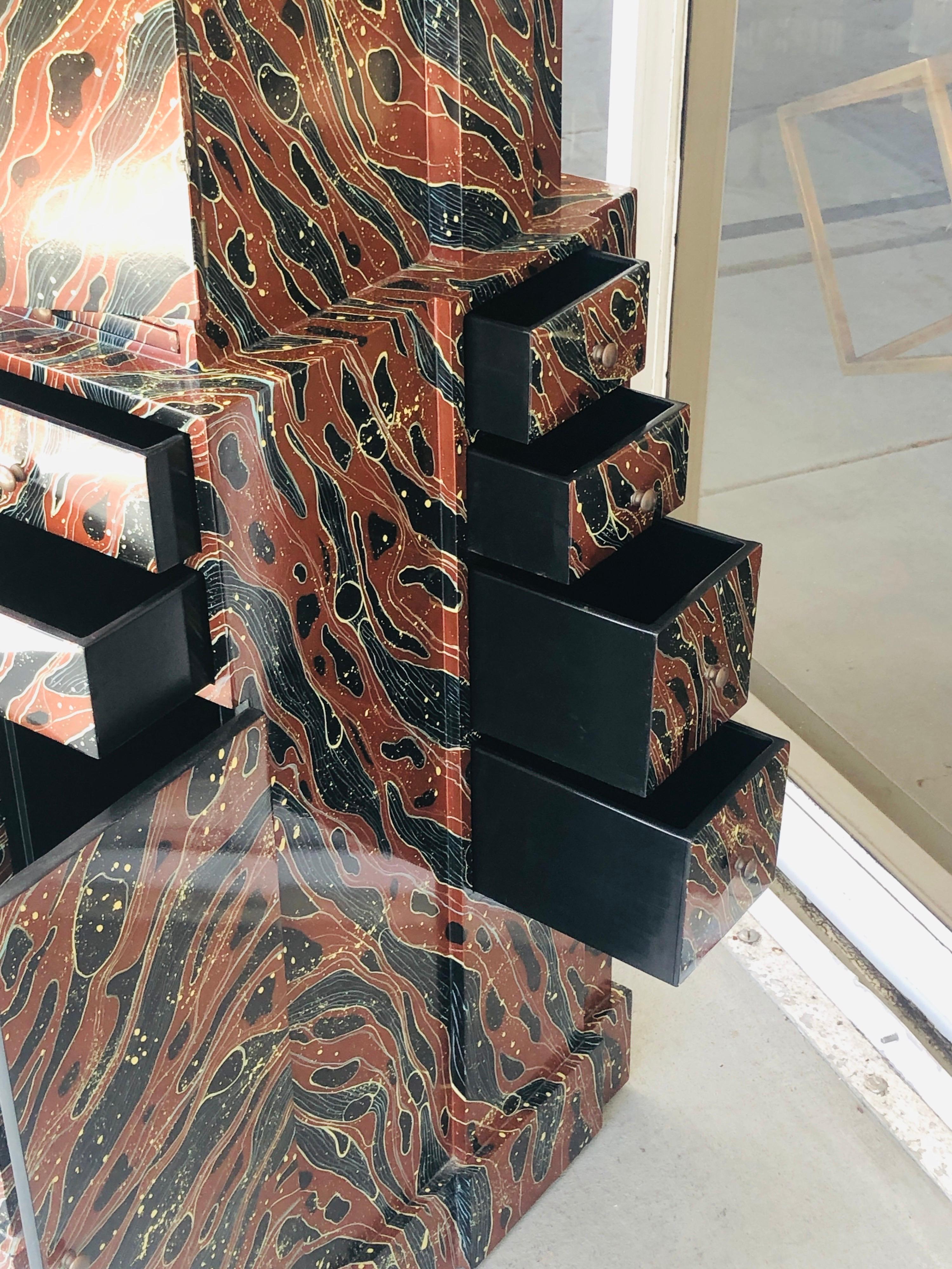 Magical Skyscraper Chest of Drawers Sculptural Modern, 1980s In Good Condition In Miami, FL