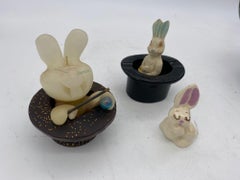 Magician Black Bunny in a Hat Rabbit Figural Collection