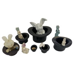Magician Black Bunny in a Hat Rabbit Figural Collection