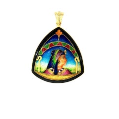 Magick by Fusager & Demski — Vintage 14K YG Vitreous Cloisonné Enamel Pendant