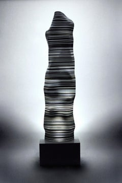 Magikarpet Large Black and White Barcode Glass Lamp White Marble Lighting Base