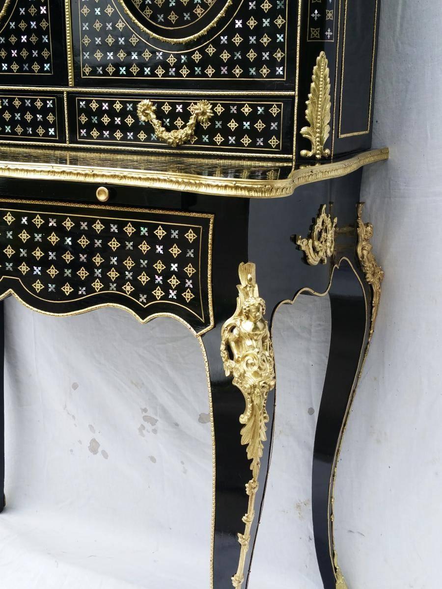 Gilt Maginificent Napoleon III Boulle Marquetry Secretary Cabinet, France, 1860