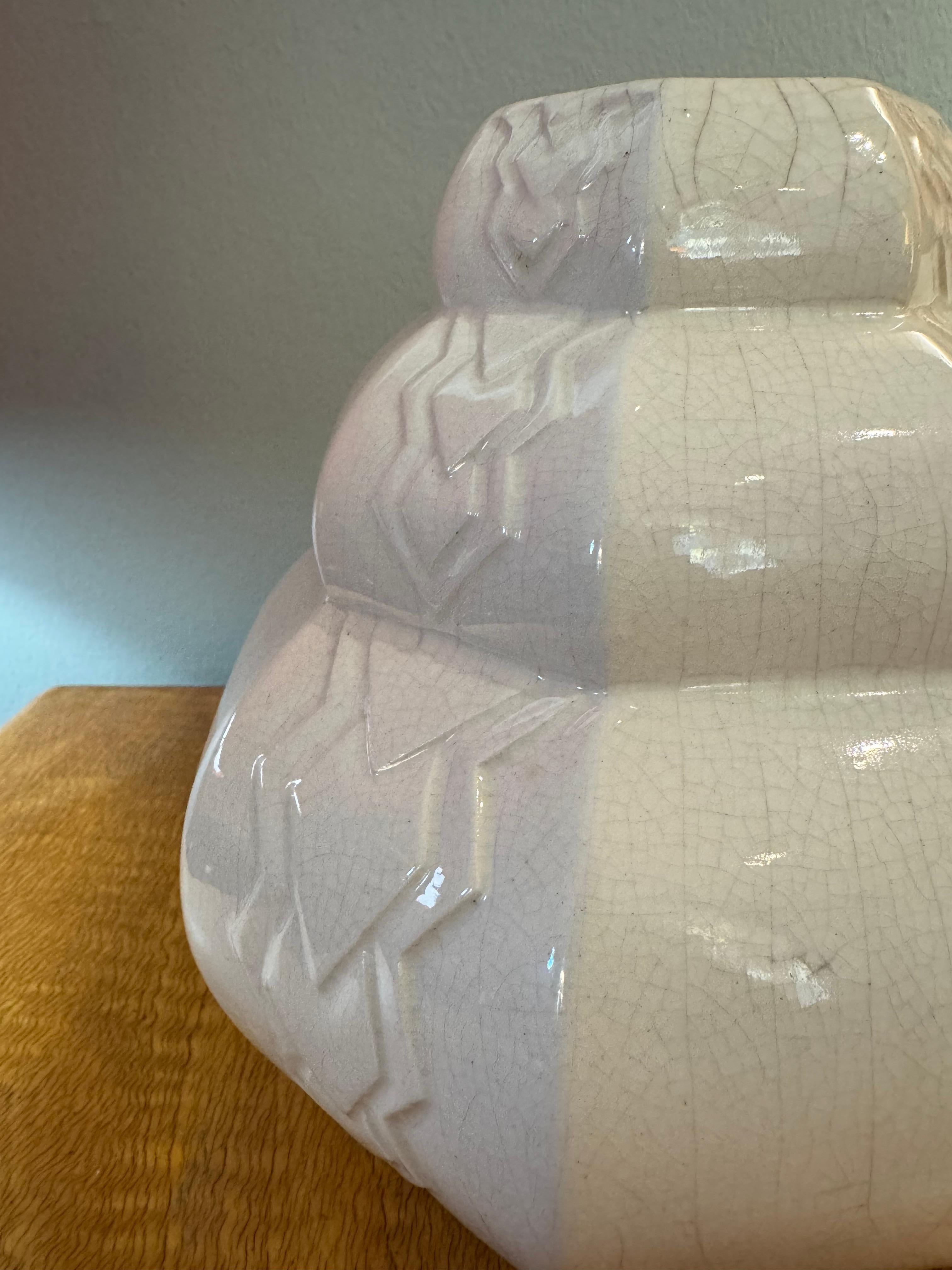 Art Deco Maginificent craquele vase from 1930 For Sale